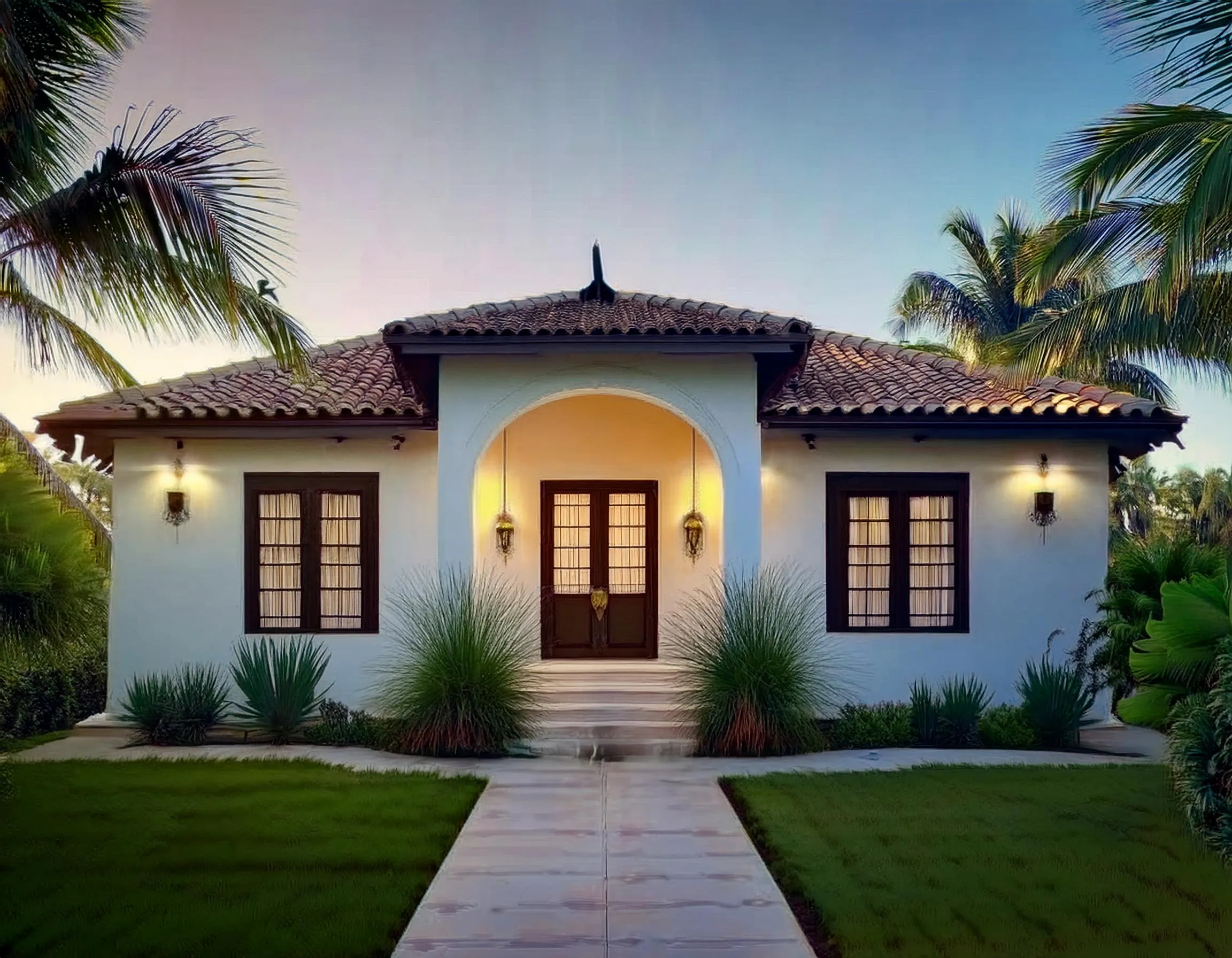A welcoming South Florida home at dusk